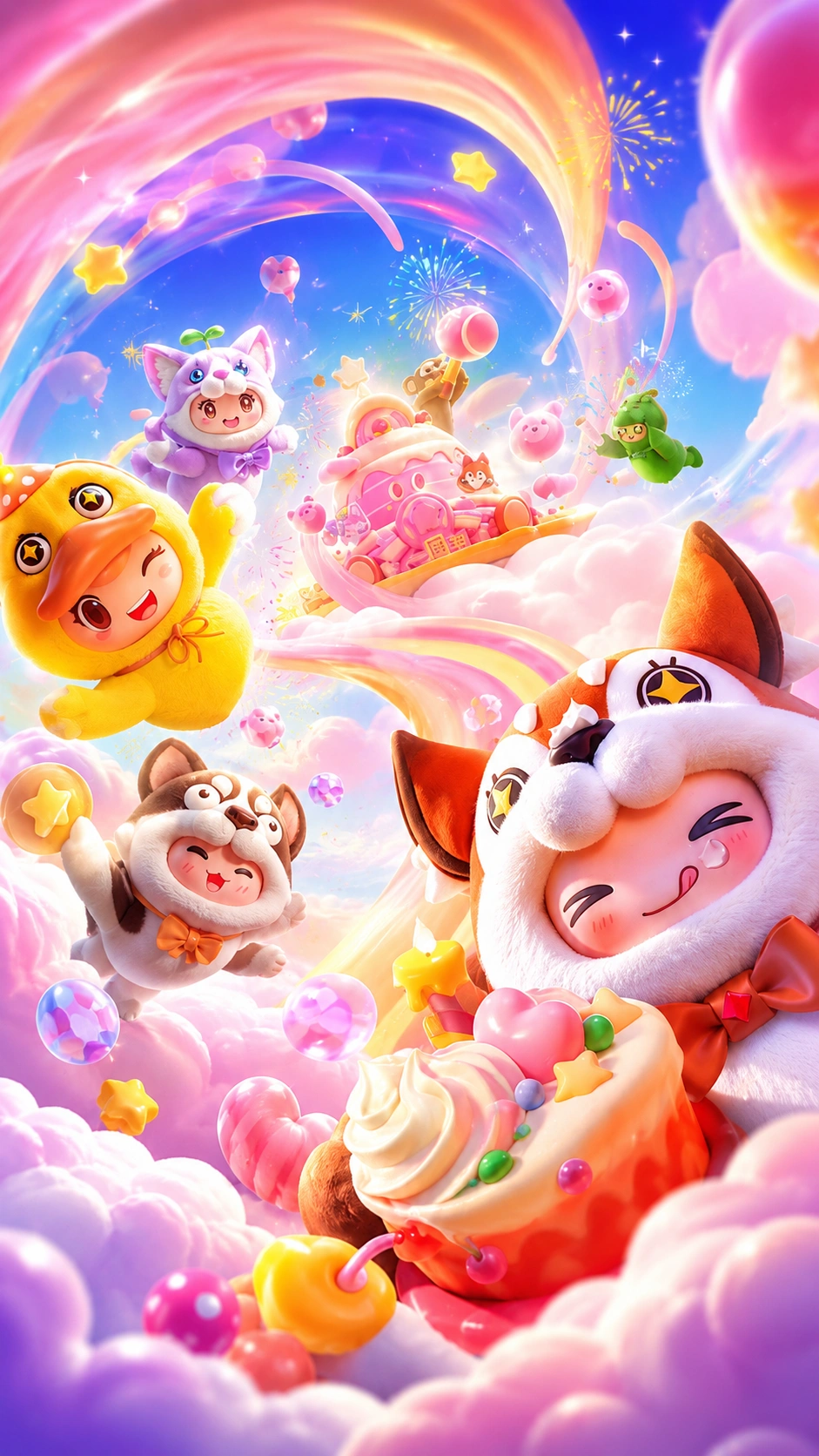 Cheerful game characters